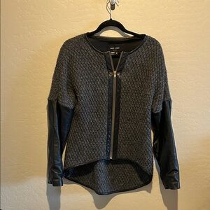 Elegant Black and Gray Leather Jacket